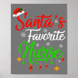 Poster Enfermeira de Natal favorita dos Papais noeis Xmas