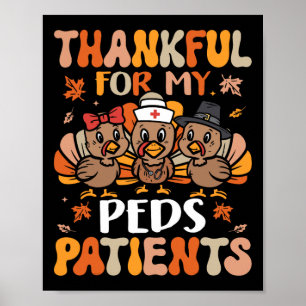 Poster Enfermeira de Peds agradecida Ação de Graças à Tur