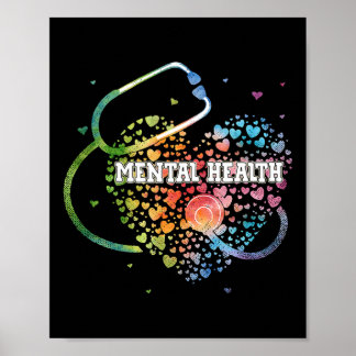 Poster Enfermeira de Saúde Mental Watercol Love Hearb Ste