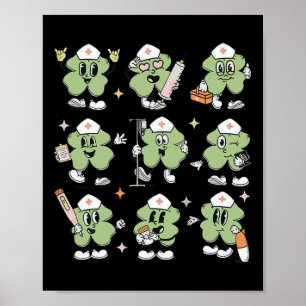 Poster Enfermeira de Shamrock Enfermeira St Pattyday Icu
