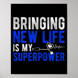 Poster Enfermeira de Trabalho de Parto Trazendo Nova Vida