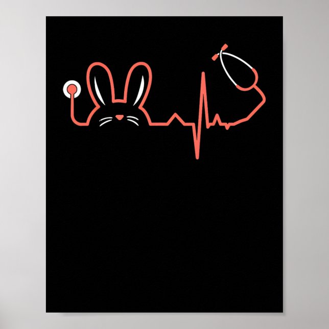Poster Enfermeira do Stethoscope da Páscoa Dr Rabbit Scru (Frente)