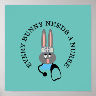 Poster Enfermeira Enfermeira Engraçada Stethoscope Bunny