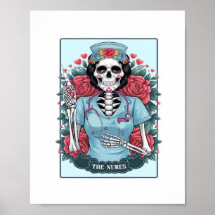Poster Enfermeira Enfermeira Tarot Com Rosa Floral