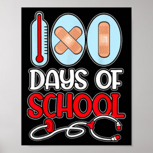 Poster Enfermeira Escolar 100 Dias De Estetoscópio De Amo