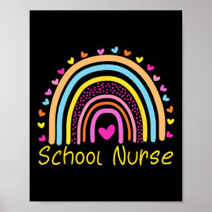 Poster Enfermeira Escolar Boho Arco-íris Dia da Enfermeir
