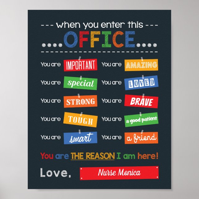 Poster Enfermeira Escolar Presente Médico Escritório Moti (Frente)