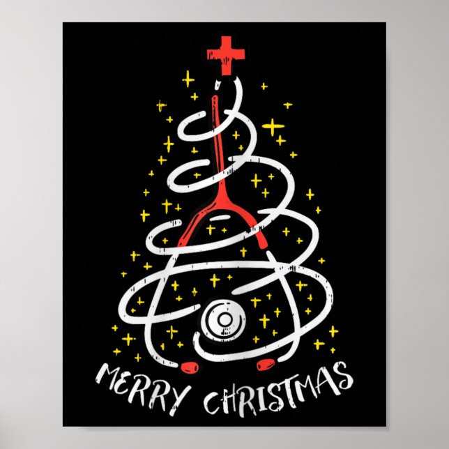 Poster Enfermeira Feliz de Natal Xmas Scrub Top Women Ste (Frente)