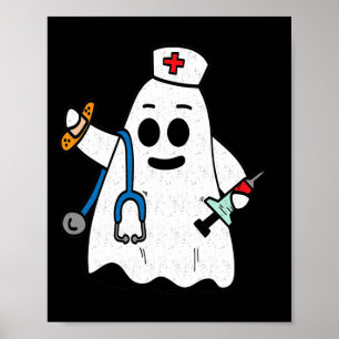 Poster Enfermeira Ghost Scrub Cute Halloween Costume Para