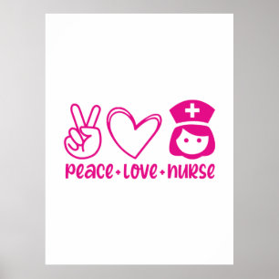 Poster Enfermeira Gift Peace Love