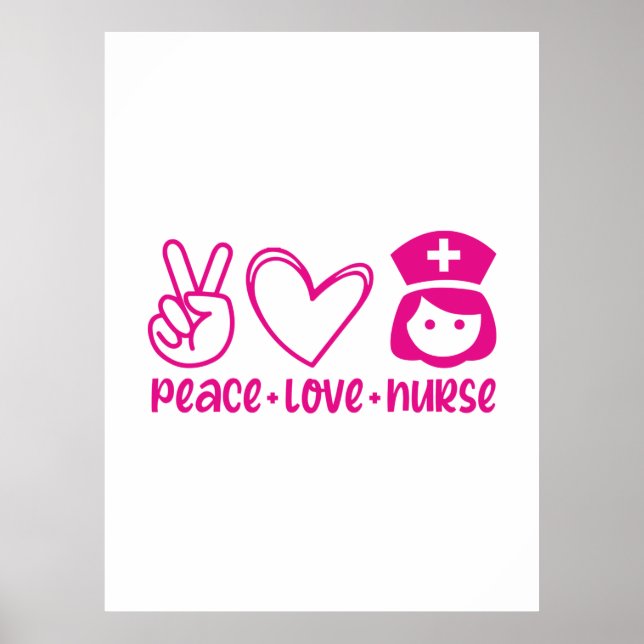 Poster Enfermeira Gift Peace Love (Frente)