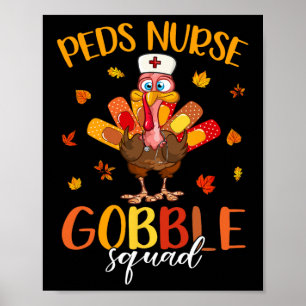 Poster Enfermeira Gobble Squad Turquia Pergrim Ação de Gr