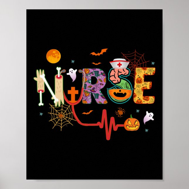 Poster Enfermeira Halloween Costume Stethoscope Pulsação (Frente)