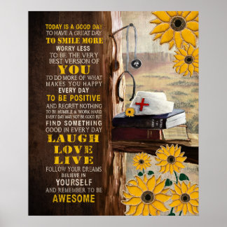 Poster Enfermeira - Hoje É Um Bom Dia Motivacional