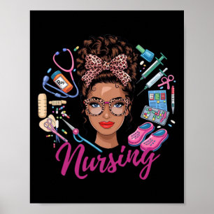 Poster Enfermeira Melanina Preta Mês da História Negra Af