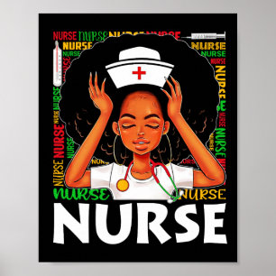 Poster Enfermeira Negra Afro Mulher Junta História Negra