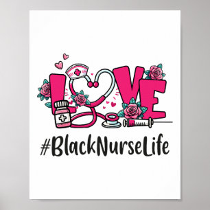 Poster Enfermeira Negra Ama Bonita Dia dos Namorados Mulh