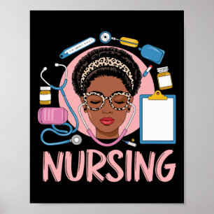 Poster Enfermeira Negra Forte Menina Afro Melanina Africa