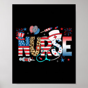 Poster Enfermeira Patriótica 4º De Julho Medicina De Band