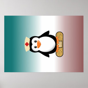 Poster Enfermeira Penguin (com Bandaid)