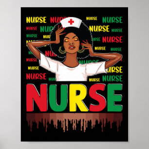 Poster Enfermeira Preta Sofisticada E Melanina Deslumbran