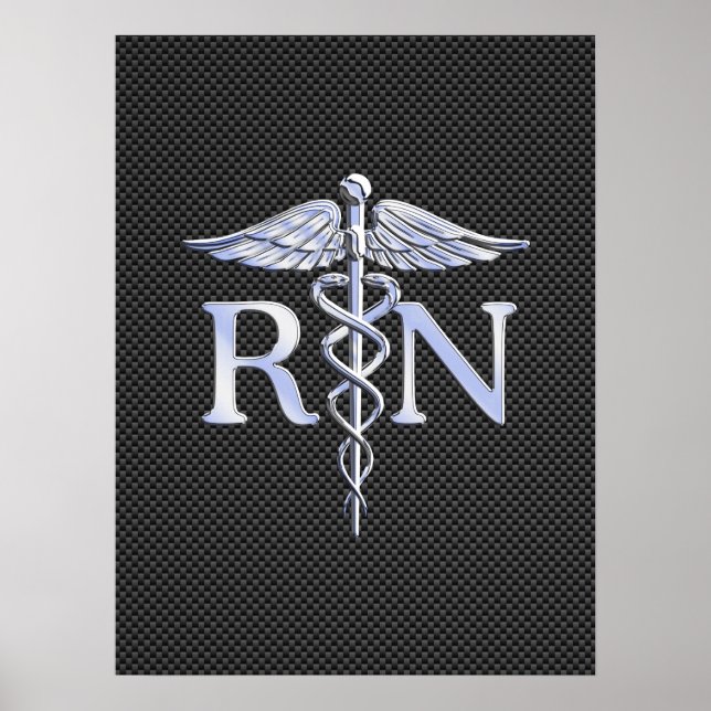 Poster Enfermeira Registrada RN Cobras de Silver Caduceus (Frente)