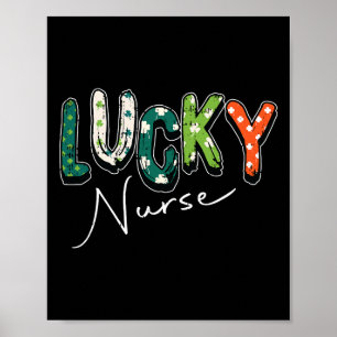 Poster Enfermeira Sortuda Dia de São Patrício Shamrock Ir