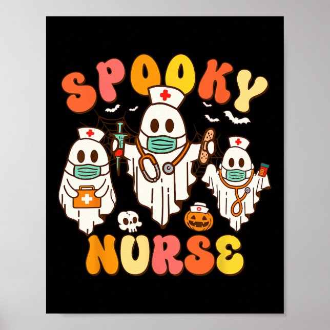 Poster Enfermeira Spooky Groovy Halloween (Frente)