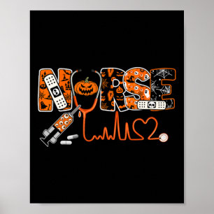 Poster Enfermeira Spooky Pumpkin Halloween Costume Rn Cna