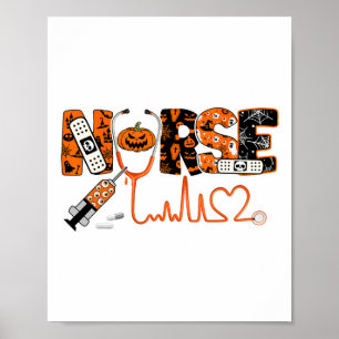 Poster Enfermeira Spooky Pumpkin Halloween Costume Rn Cna