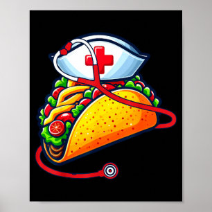 Poster Enfermeira taco estetoscópio cinco de maio enferme
