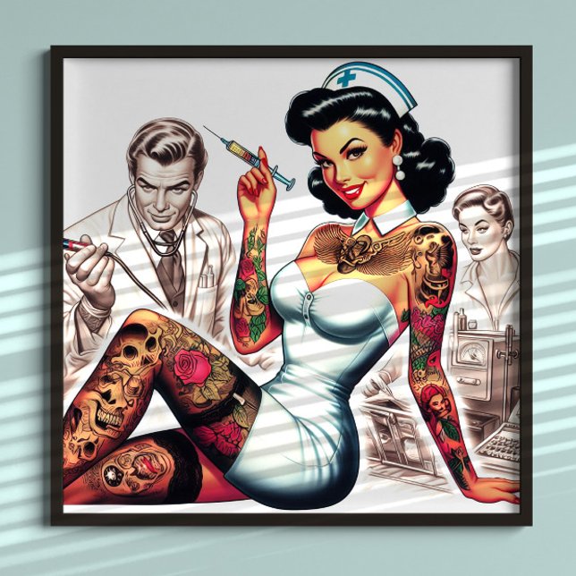 Poster Enfermeira Tatuada Pin-up (Criador carregado)