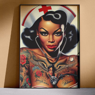 Pôster Enfermeira Tatuada Pin-up
