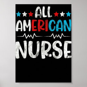 Poster Enfermeira Totalmente Americana Bandeira Dos EUA 4