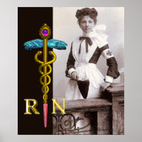 ENFERMEIRA VINTAGE e Emblema Caduceu de Ouro NR