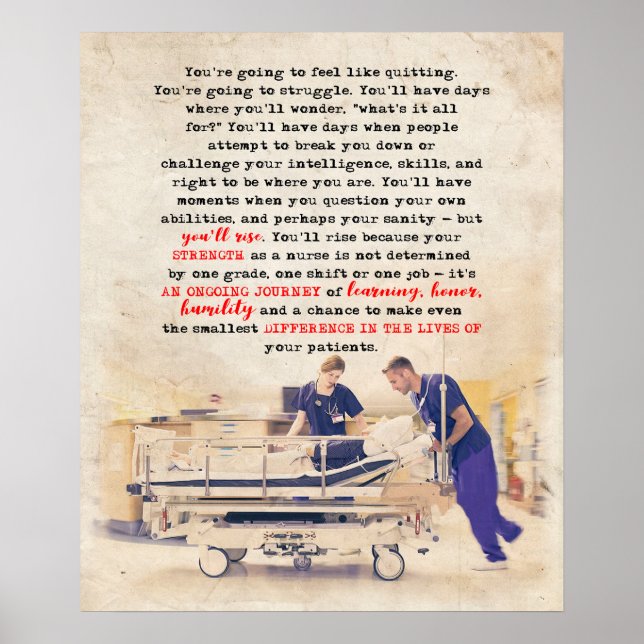 Poster Enfermeira Você Irá Aumentar Inspiração e Motivaçã (Frente)