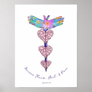 Poster Enfermeiras Pense, sinta e cuide