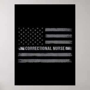 Poster Enfermeiro correcional norte-americano Flag Vintag