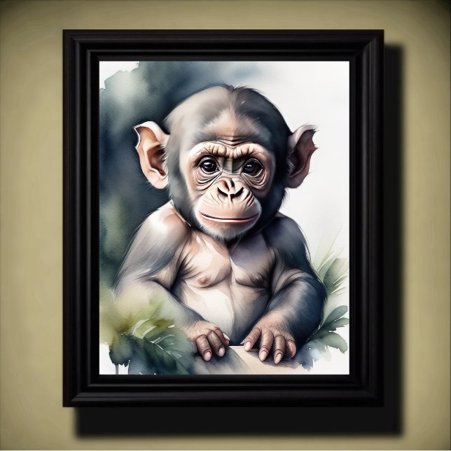 Poster Enfermeiro de Chimpanzé de Pintura em Água 5:4 (Criador carregado)