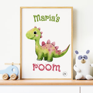 Poster Enfermeiro de Dinossauro, Rosa e Verde, de Bebê