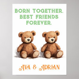 Poster Enfermeiro de Gêmeos Garotos, Ursos de Teddy Vinta