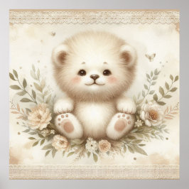 Poster Enfermeiro Floral Baby Lion