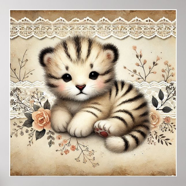Poster Enfermeiro Floral Baby Tiger (Frente)