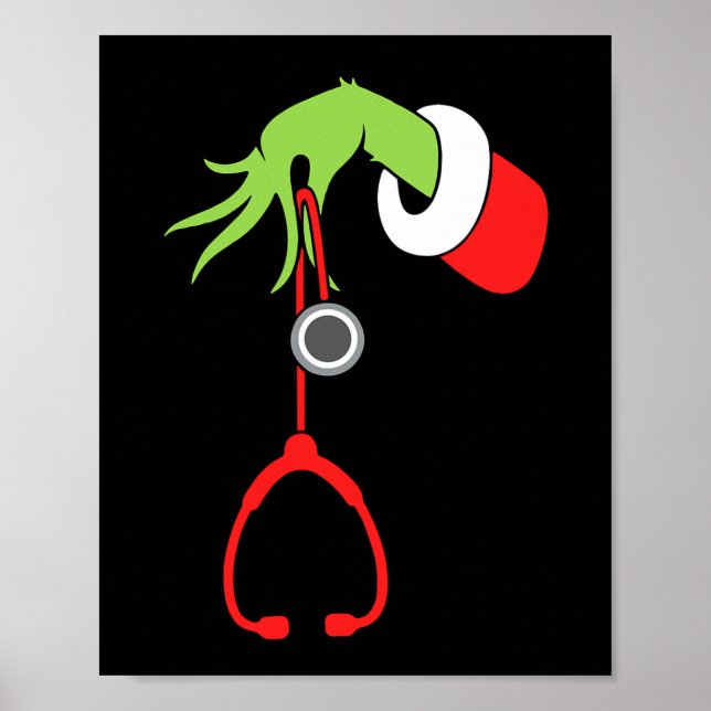 Poster enfermeiro natal estethoscope enfermeiro xmas pija (Frente)