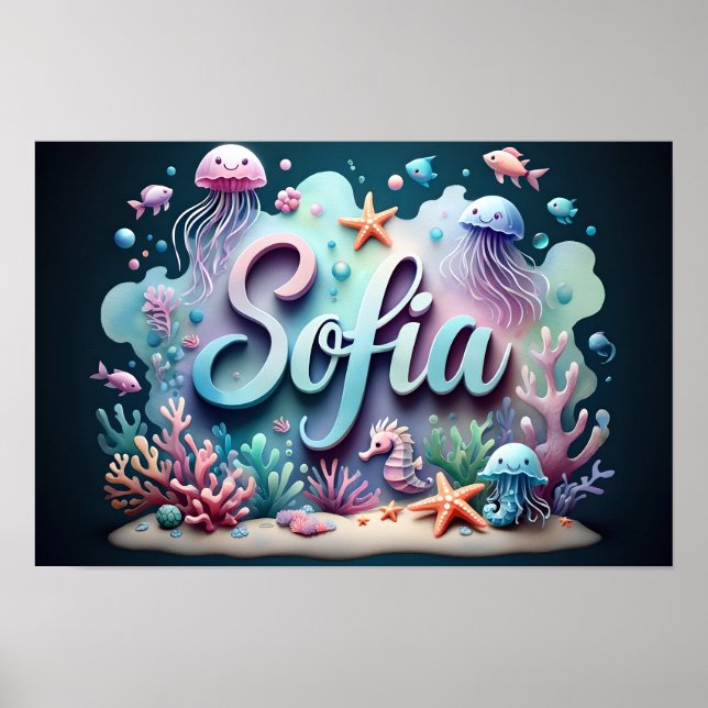 Poster Enfermeiro Oceânico Sofia Animais Submarinos (Frente)