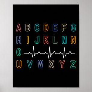 Poster Enfermeiro Pqrst Test Abc's Ekg Strip Alphabet Fun