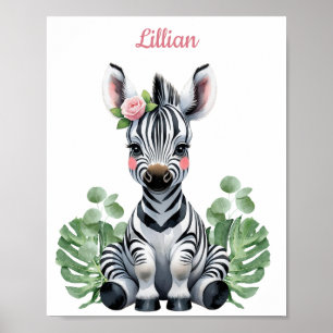 Poster Enfermeiro Zebra Safari da Menina Personalizada
