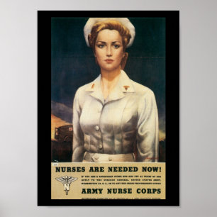 Poster Enfermeiros Necessários na Segunda Guerra Mundial
