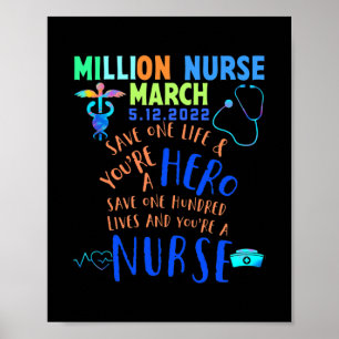 Poster Enfermeiros Unidos Marcham Milhões Enfermeiros Mar