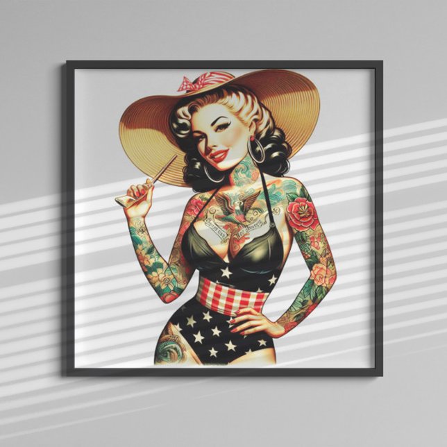 Poster Enfiado de maiô tatuado (Criador carregado)